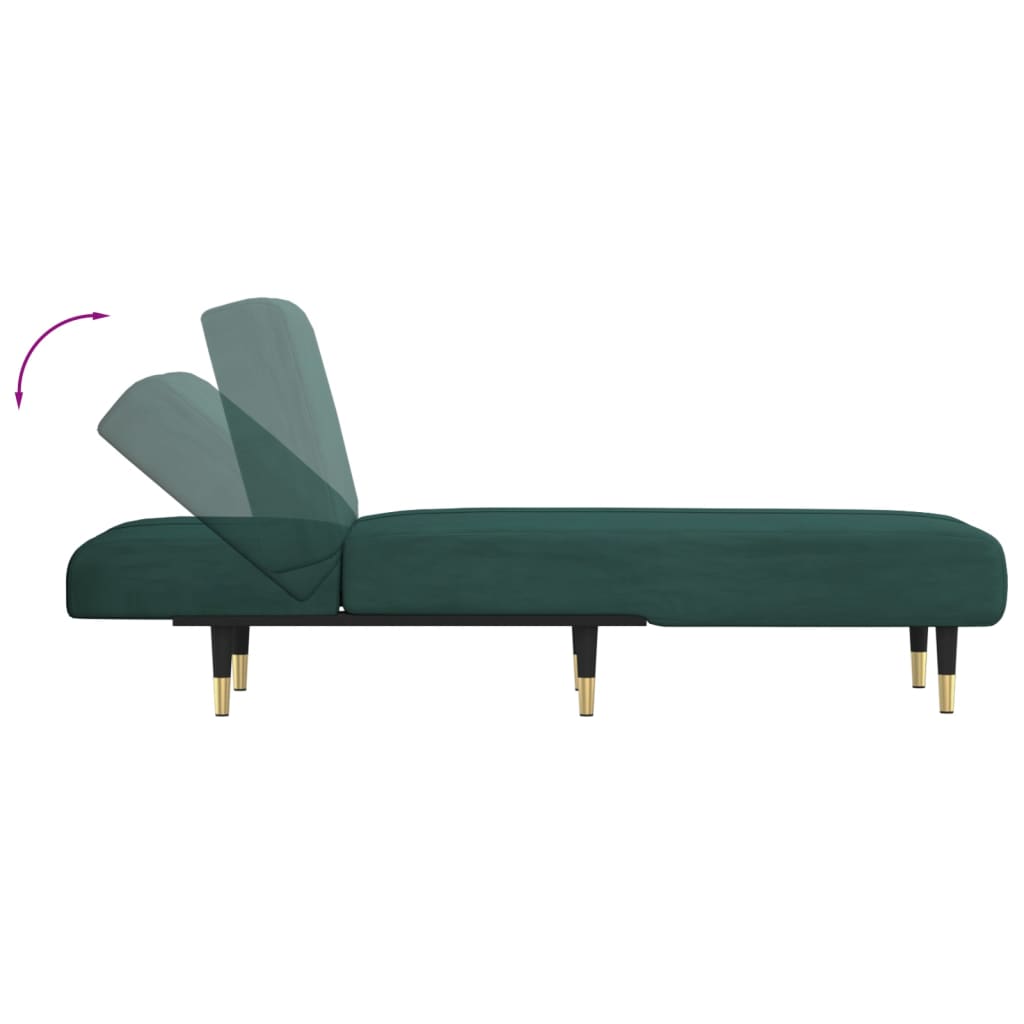 Chaise Longue in Velluto Verde Scuro - homemem39
