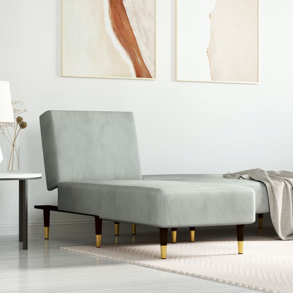 Chaise Longue in Velluto Grigio Chiaro - homemem39