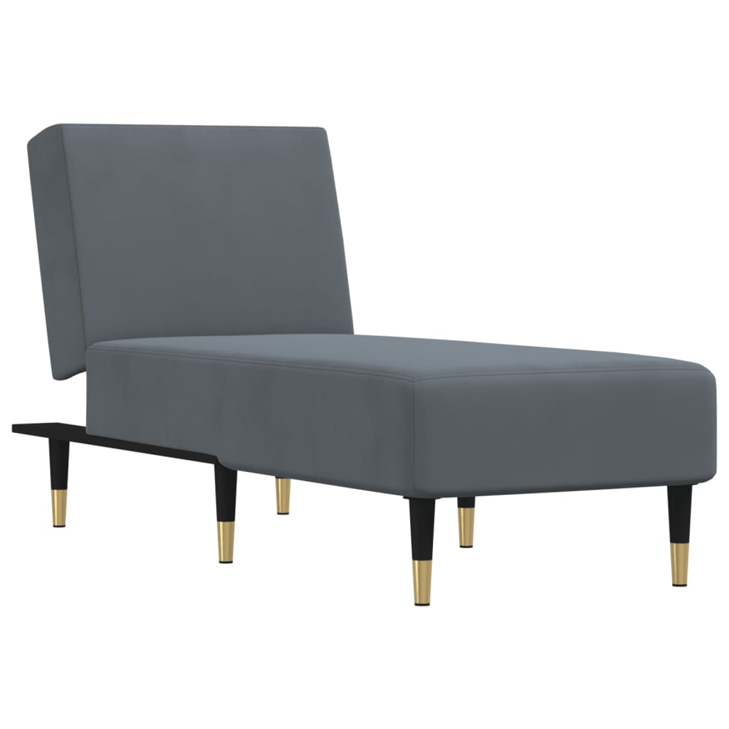 Chaise Longue in Velluto Grigio Scuro - homemem39