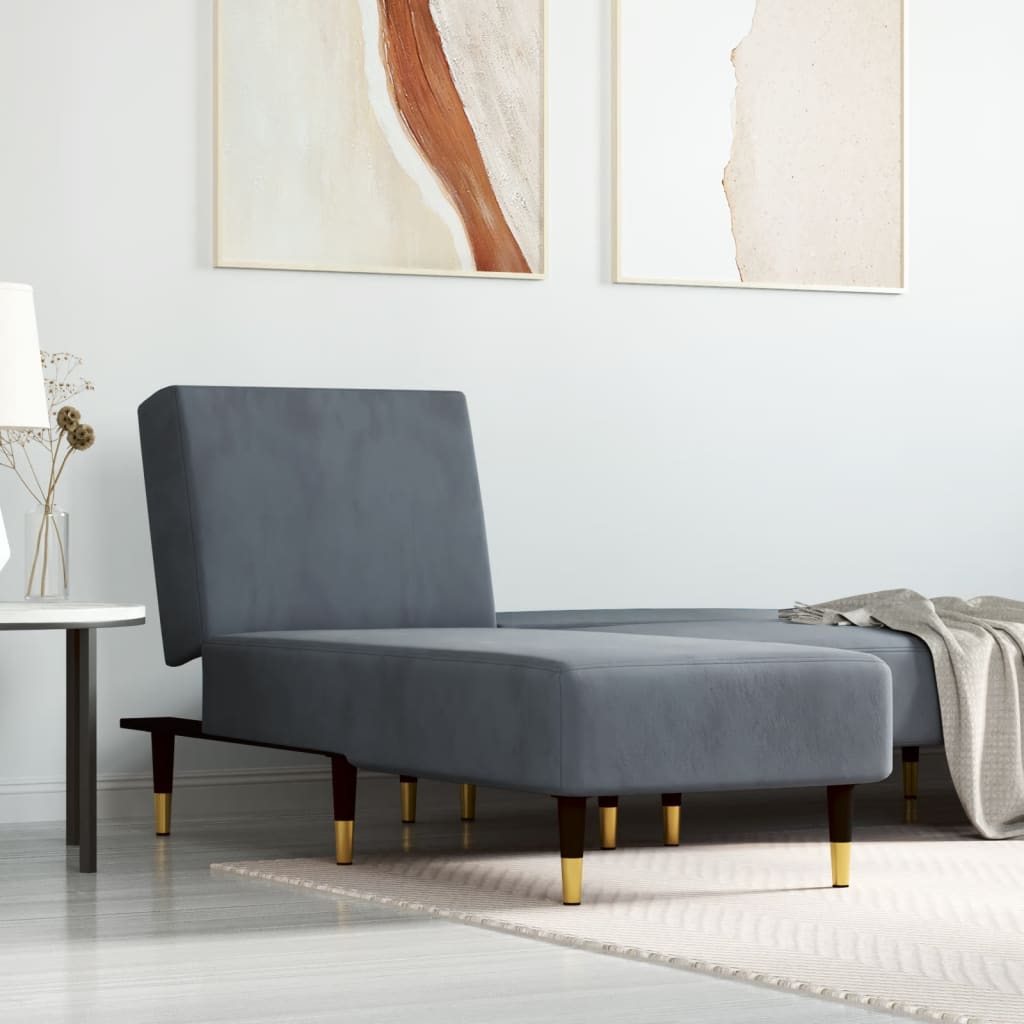 Chaise Longue in Velluto Grigio Scuro - homemem39