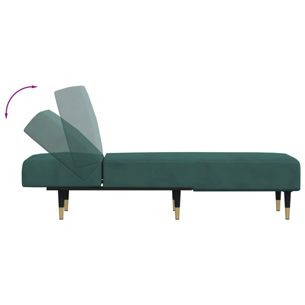 Chaise Longue in Velluto Verde Scuro - homemem39