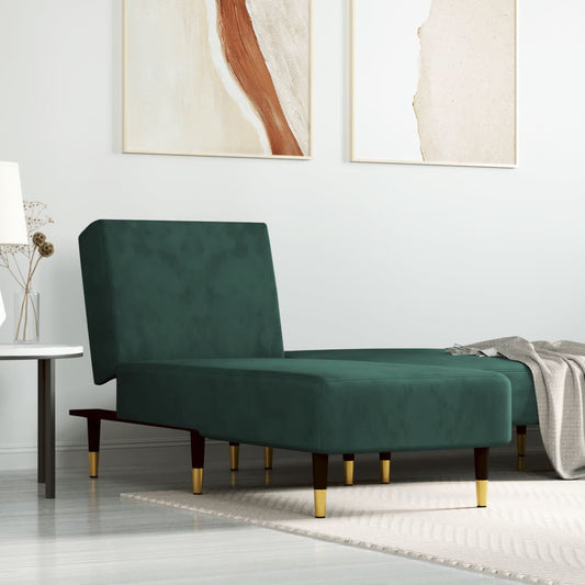 Chaise Longue in Velluto Verde Scuro - homemem39