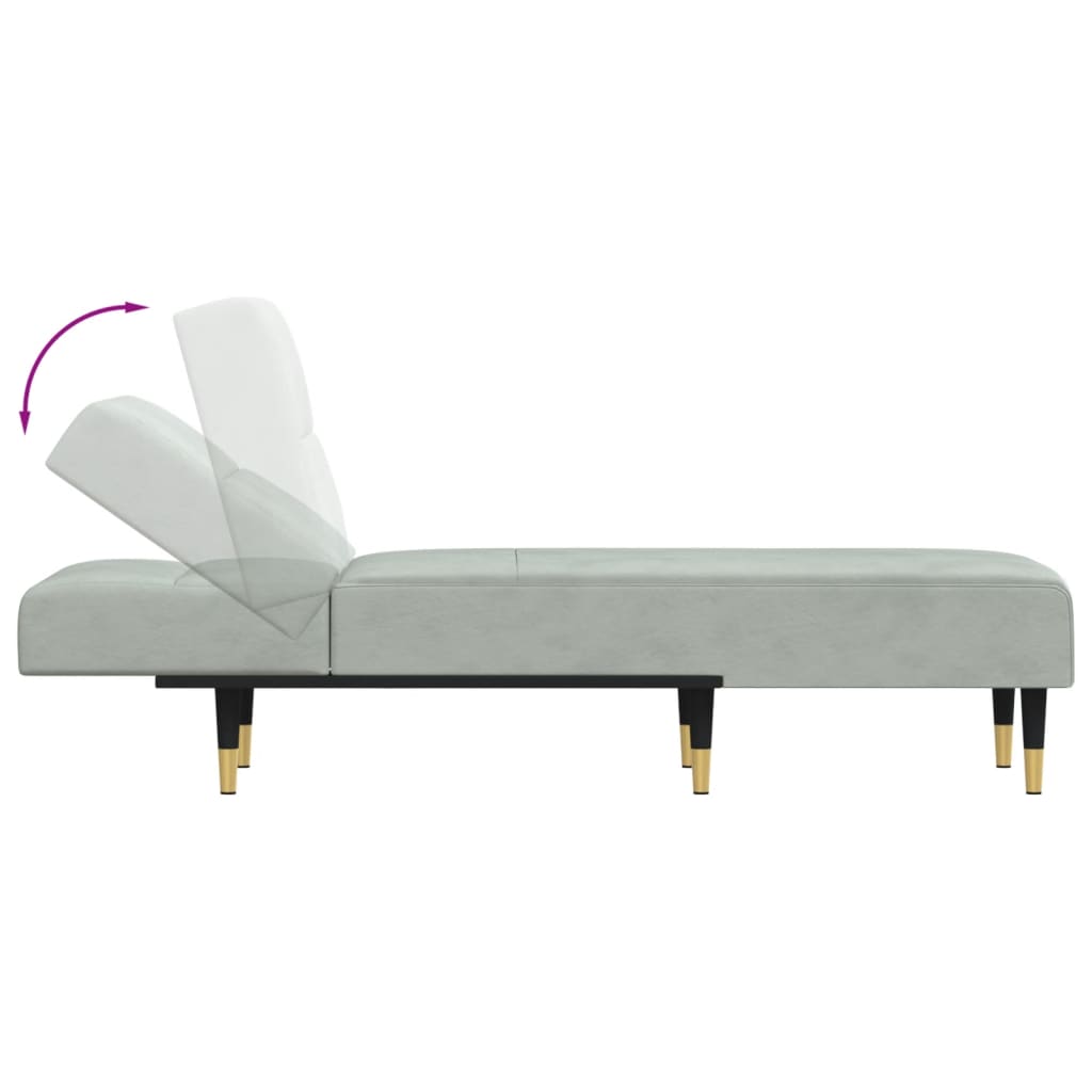 Chaise Longue in Velluto Grigio Chiaro - homemem39