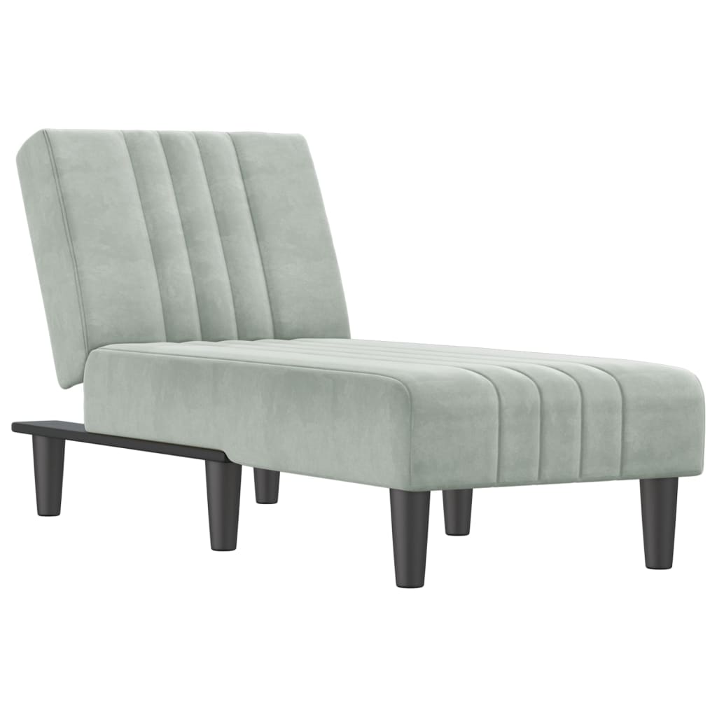 Chaise Longue in Velluto Grigio Chiaro - homemem39