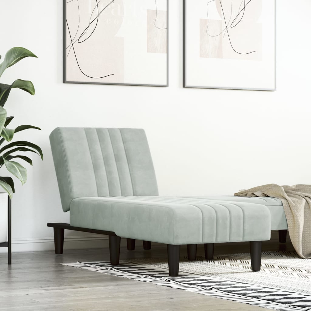Chaise Longue in Velluto Grigio Chiaro - homemem39