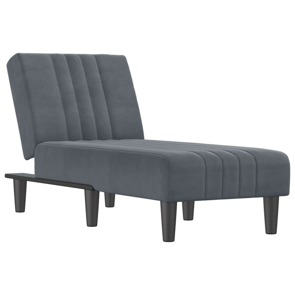Chaise Longue in Velluto Grigio Scuro - homemem39