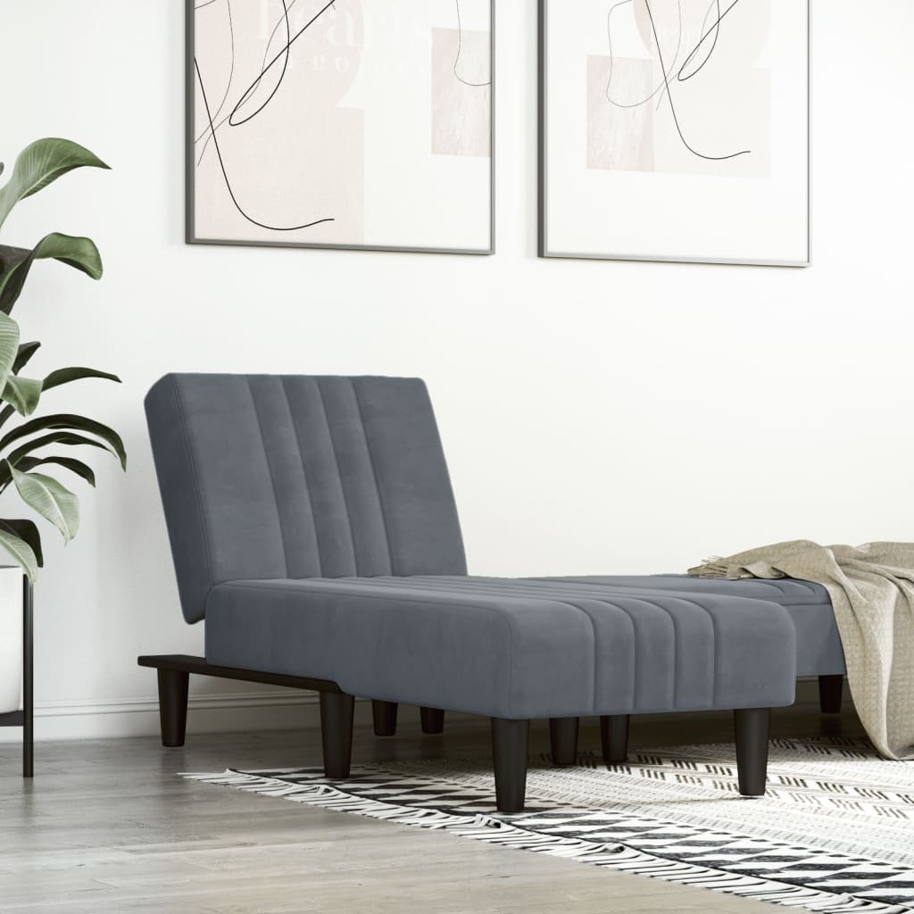Chaise Longue in Velluto Grigio Scuro - homemem39