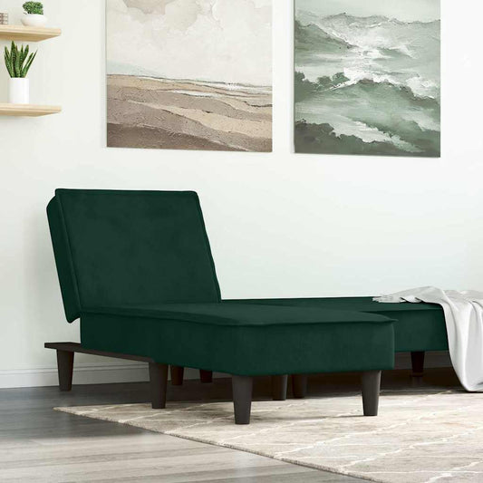 Chaise Longue in Velluto Verde Scuro - homemem39