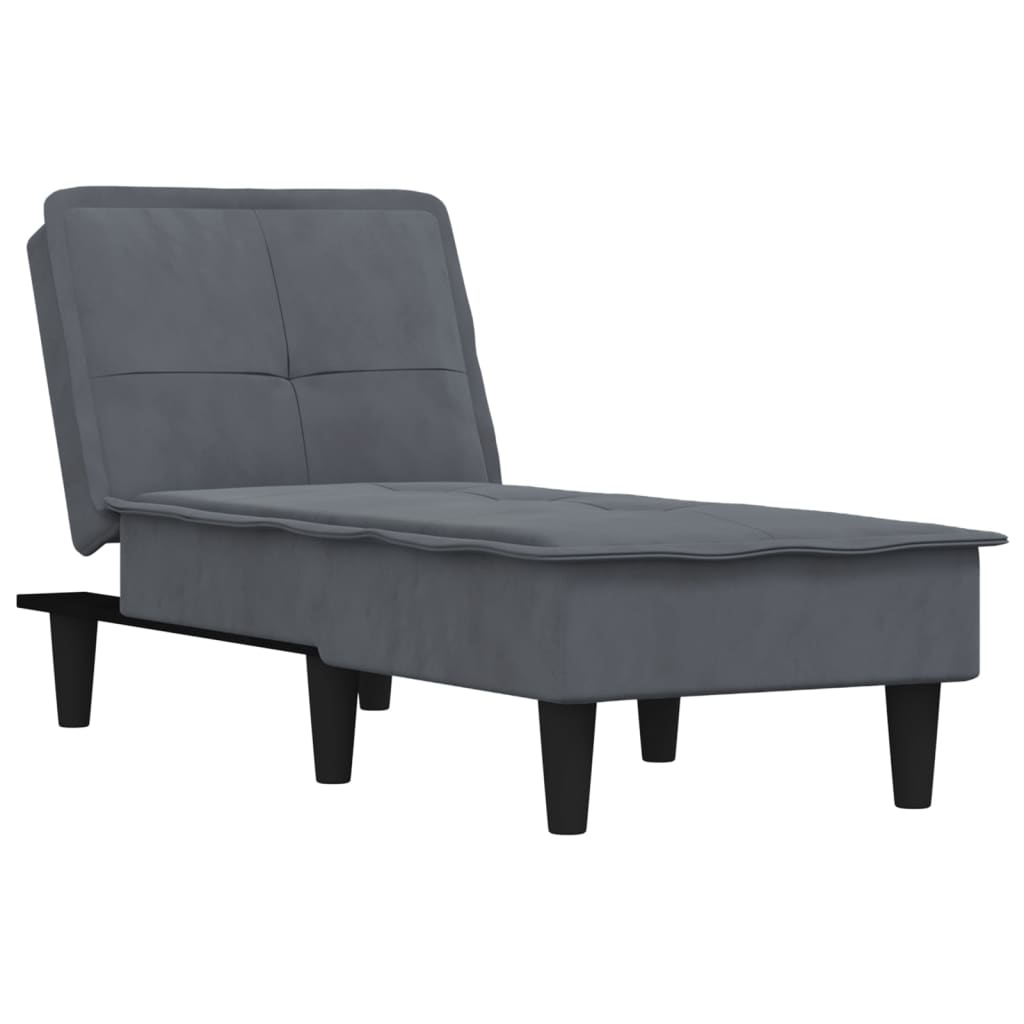 Chaise Longue in Velluto Grigio Scuro - homemem39