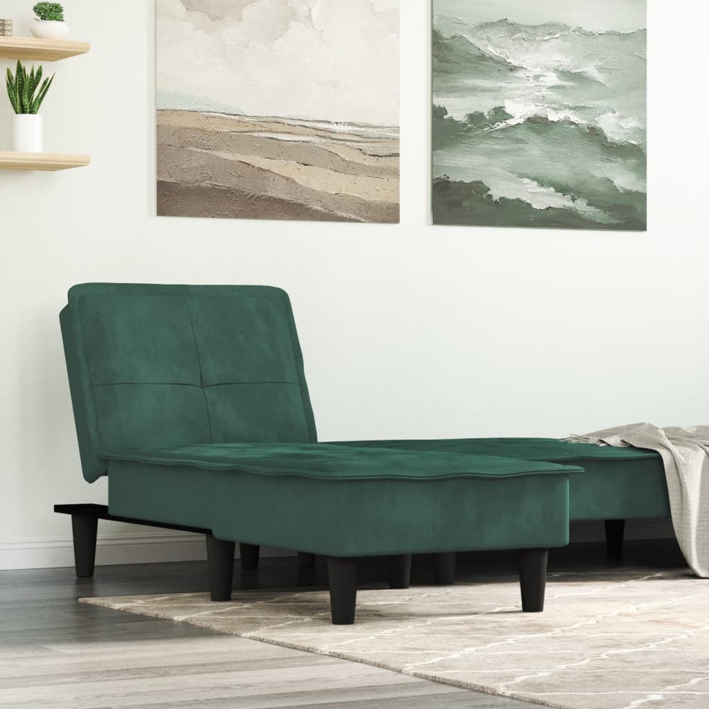 Chaise Longue in Velluto Verde Scuro - homemem39
