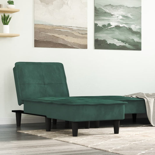 Chaise Longue in Velluto Verde Scuro - homemem39