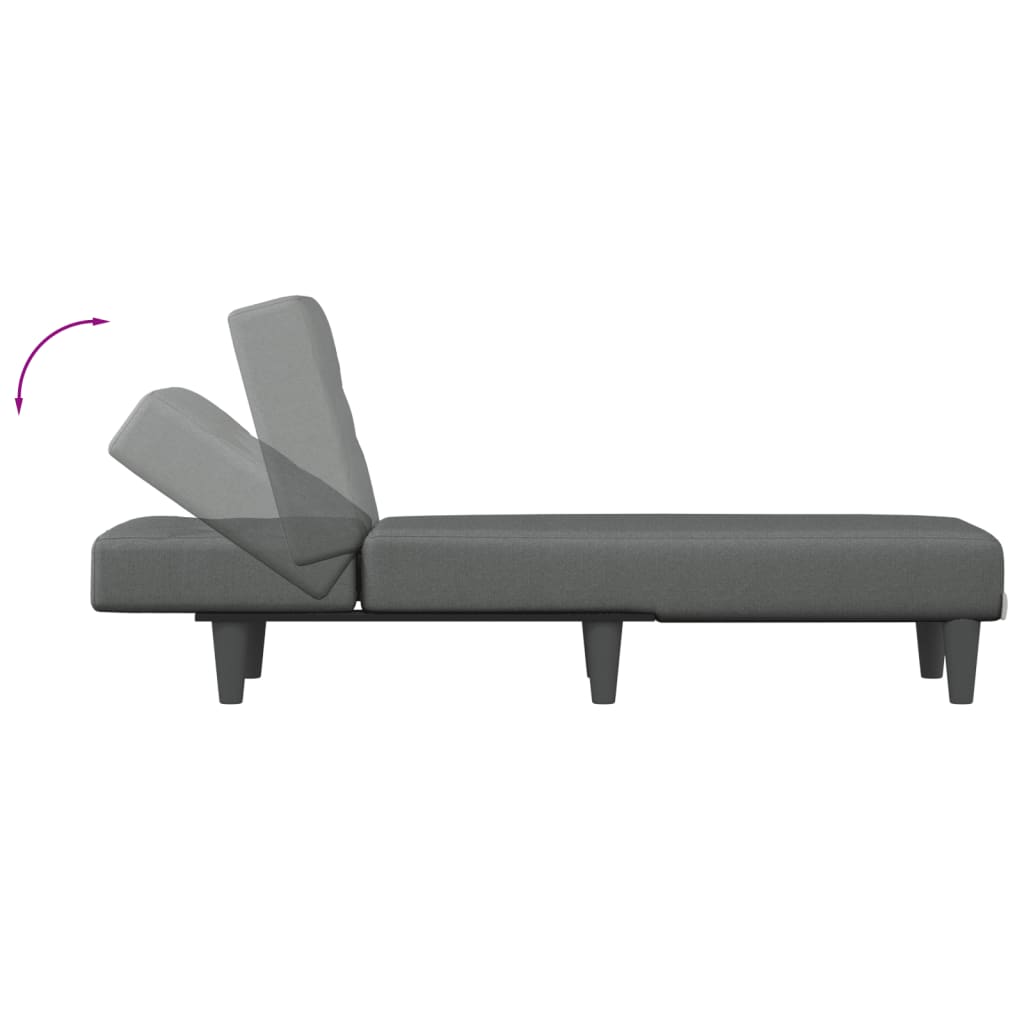 Chaise Longue in Tessuto Grigio Scuro - homemem39
