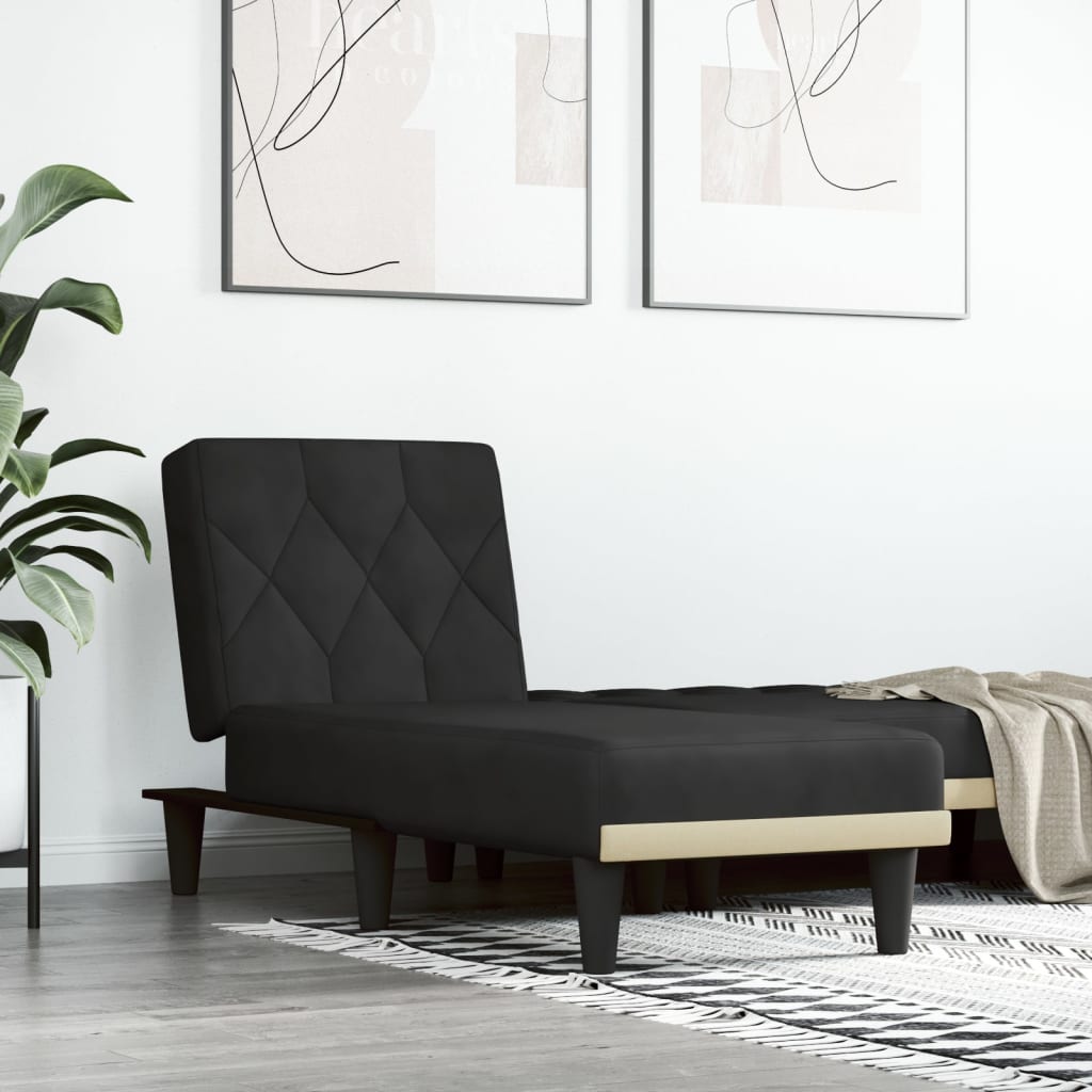 Chaise Longue in Velluto Nero - homemem39