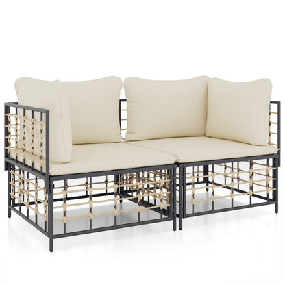 Divani Angolari Modulari con Cuscini 2 pz in Polyrattan - homemem39
