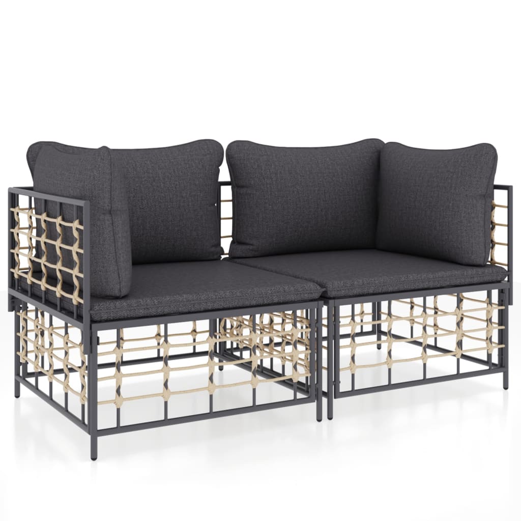 Divani Angolari Modulari con Cuscini 2 pz in Polyrattan - homemem39