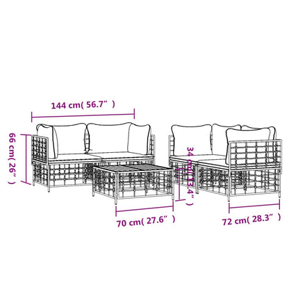 Set Divani da Giardino 5 pz con Cuscini Antracite in Polyrattan - homemem39