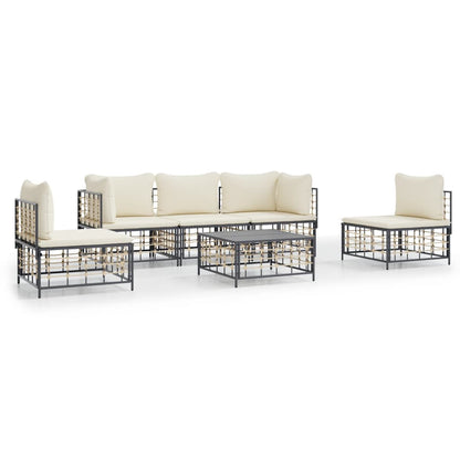 Set Divani da Giardino 6 pz con Cuscini Antracite in Polyrattan - homemem39
