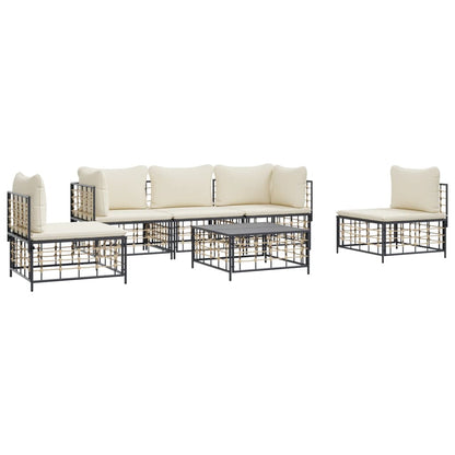 Set Divani da Giardino 6 pz con Cuscini Antracite in Polyrattan - homemem39