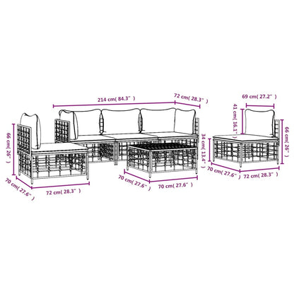 Set Divani da Giardino 6 pz con Cuscini Antracite in Polyrattan - homemem39