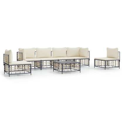 Set Divani da Giardino 7 pz con Cuscini Antracite in Polyrattan - homemem39