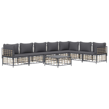 Set Divani da Giardino 8 pz con Cuscini Antracite in Polyrattan - homemem39