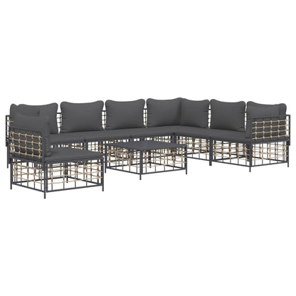 Set Divani da Giardino 8 pz con Cuscini Antracite in Polyrattan - homemem39