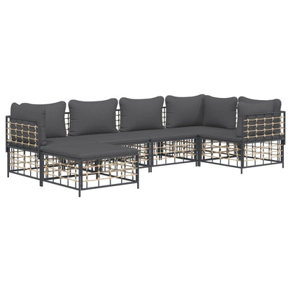 Set Divani da Giardino 6 pz con Cuscini Antracite in Polyrattan - homemem39