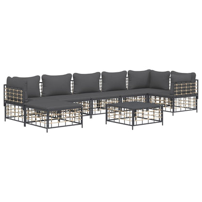 Set Divani da Giardino 8 pz con Cuscini Antracite in Polyrattan - homemem39