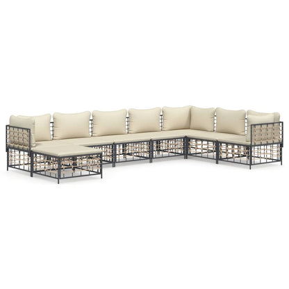 Set Divani da Giardino 8 pz con Cuscini Antracite in Polyrattan - homemem39