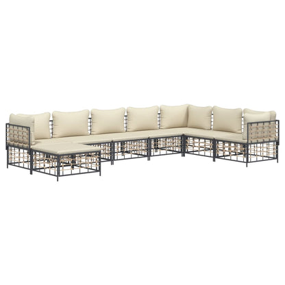 Set Divani da Giardino 8 pz con Cuscini Antracite in Polyrattan - homemem39