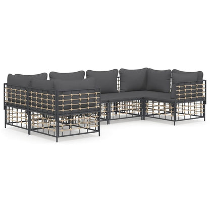 Set Divani da Giardino 6 pz con Cuscini Antracite in Polyrattan - homemem39