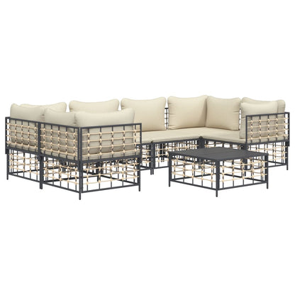 Set Divani da Giardino 7 pz con Cuscini Antracite in Polyrattan - homemem39