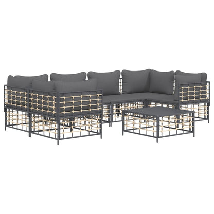 Set Divani da Giardino 7 pz con Cuscini Antracite in Polyrattan - homemem39