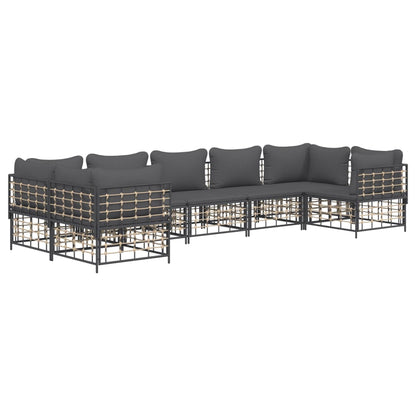 Set Divani da Giardino 7 pz con Cuscini Antracite in Polyrattan - homemem39