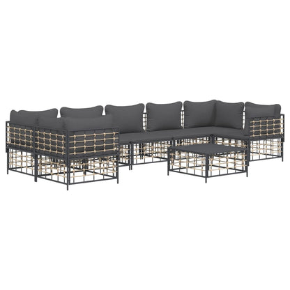 Set Divani da Giardino 8 pz con Cuscini Antracite in Polyrattan - homemem39