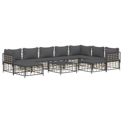 Set Divani da Giardino 10pz con Cuscini Antracite in Polyrattan - homemem39