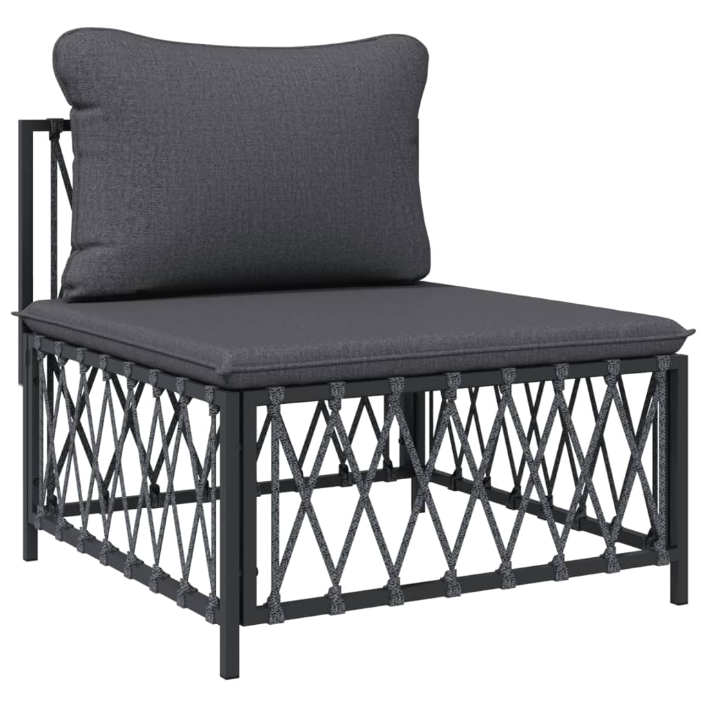 Set Salotto da Giardino 3 pz con Cuscini in Acciaio Antracite | homemem39