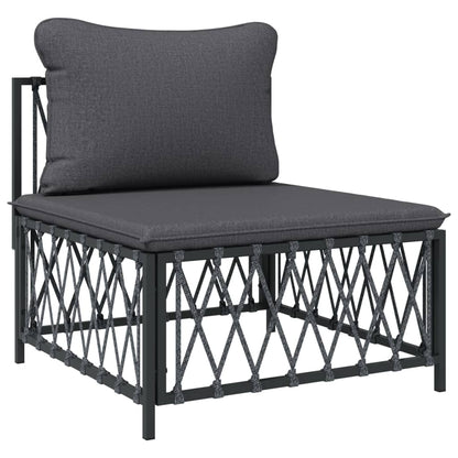 Set Salotto da Giardino 6 pz con Cuscini in Acciaio Antracite