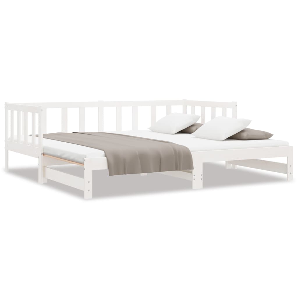 Dormeuse Estraibile Bianca 2x(90x200) cm Legno Massello di Pino
