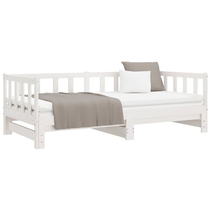 Dormeuse Estraibile Bianca 2x(90x200) cm Legno Massello di Pino
