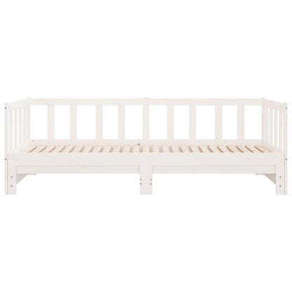 Dormeuse Estraibile Bianca 2x(90x200) cm Legno Massello di Pino