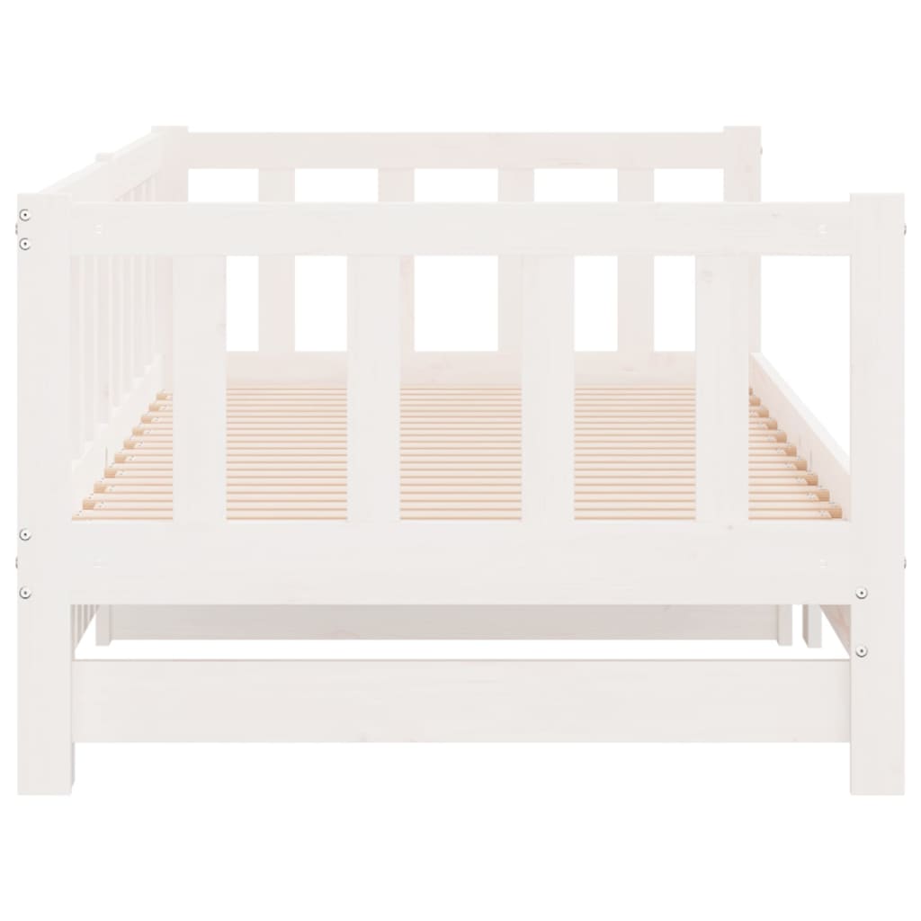 Dormeuse Estraibile Bianca 2x(90x200) cm Legno Massello di Pino