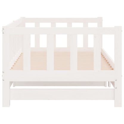 Dormeuse Estraibile Bianca 2x(90x200) cm Legno Massello di Pino