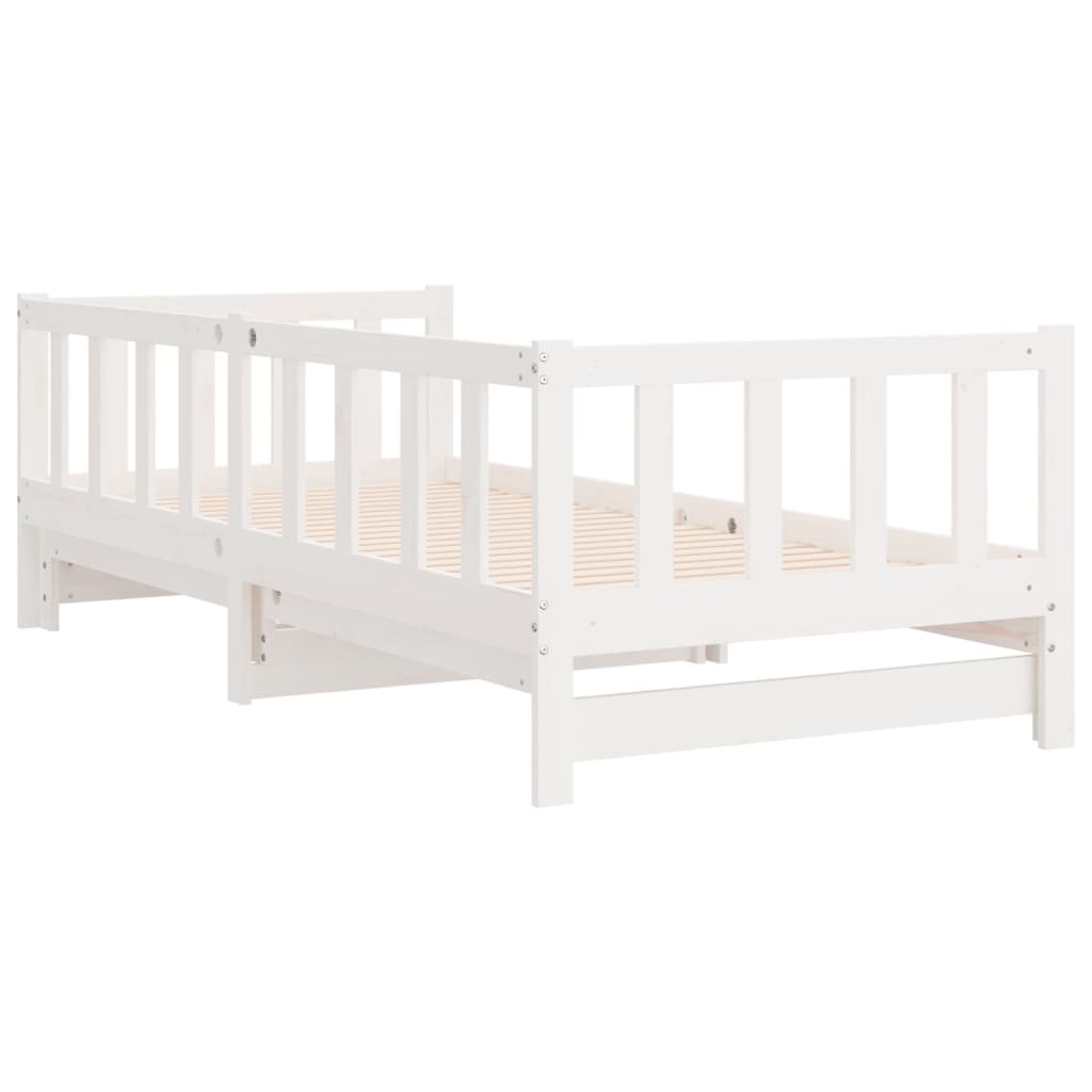 Dormeuse Estraibile Bianca 2x(90x200) cm Legno Massello di Pino