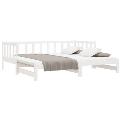 Dormeuse Estraibile Bianca 2x(90x200) cm Legno Massello di Pino
