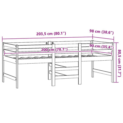 Giroletto senza Materasso Bianco 90x200 cm Legno Massello Pino | homemem39
