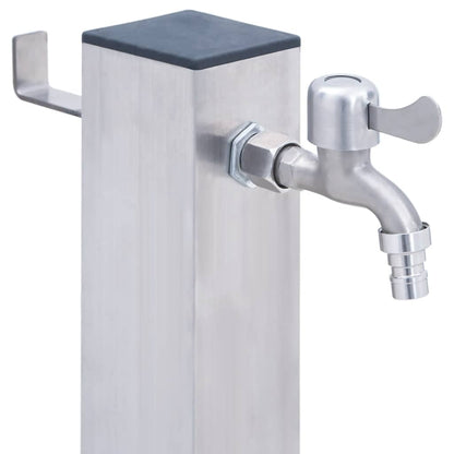 Colonna d'Acqua da Giardino 40 cm Acciaio Inox Quadrato