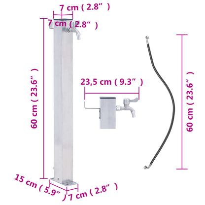 Colonna d'Acqua da Giardino 60 cm Acciaio Inox Quadrato