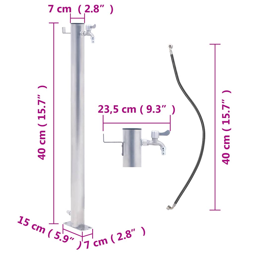 Colonna d'Acqua da Giardino 40 cm Acciaio Inox Rotonda - homemem39