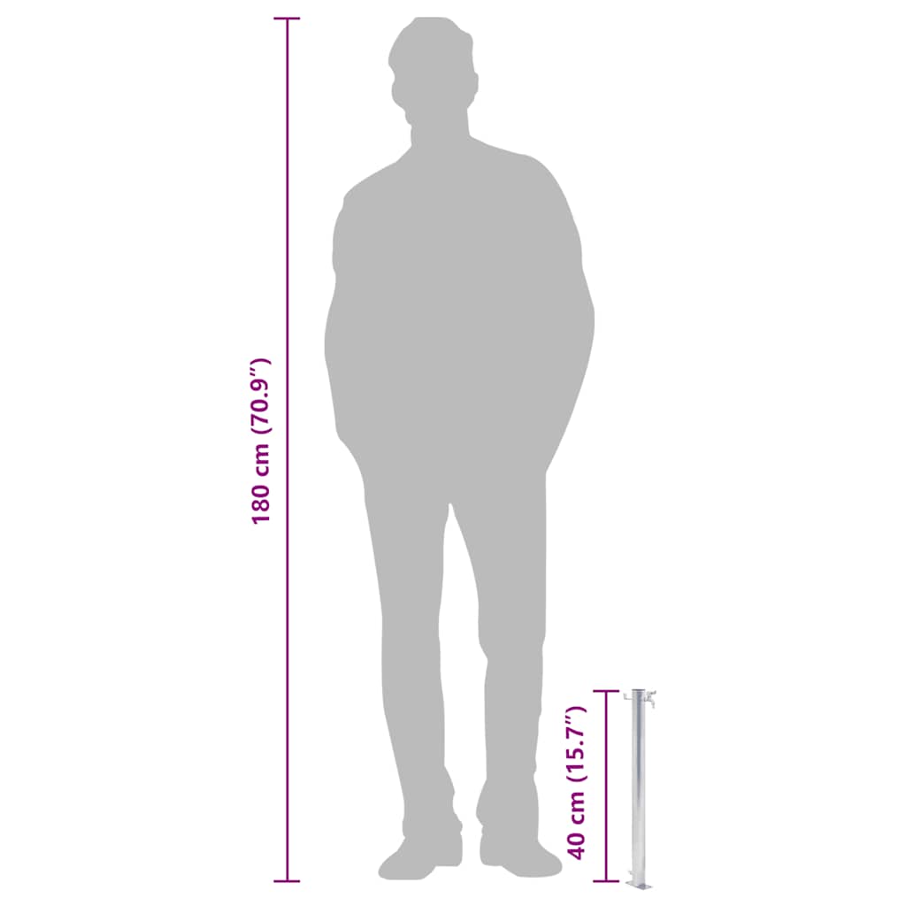 Colonna d'Acqua da Giardino 40 cm Acciaio Inox Rotonda - homemem39